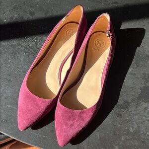Tory Burch Women's Burgundy Suede Pointed Toe Loafers